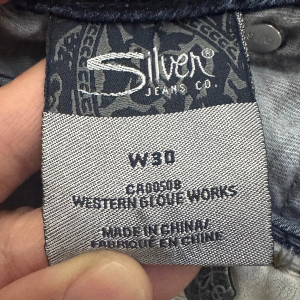 Silver Jeans Co Suki Capri Dark Wash Embroidered Denim Jeans W30 Western - Picture 7 of 11
